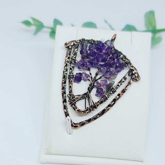 Amethyst Tree of Life copper pendant 🤩 - Picture 3 of 4